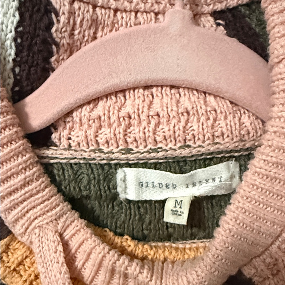 Gilded Intent Multicolor Patchwork Turtleneck Swe… - image 2